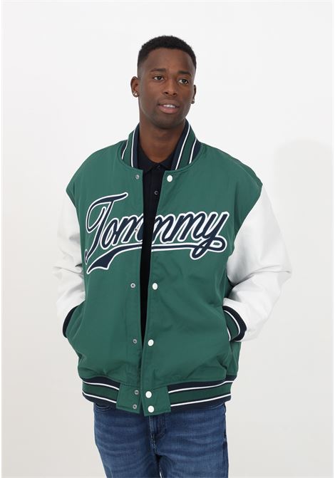Green and white men's college style jacket TOMMY JEANS | DM0DM17880L4LL4L